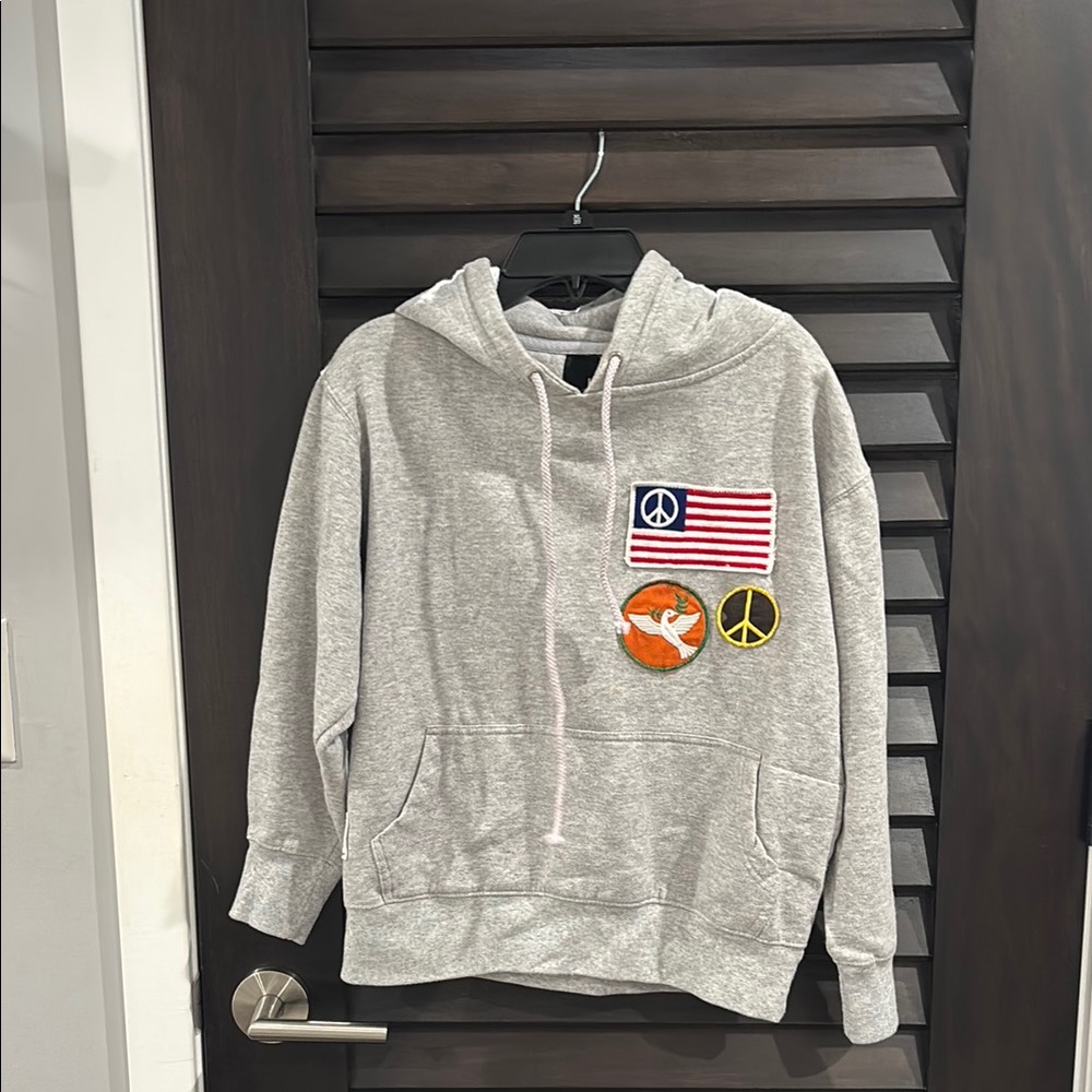 Gray Hoodie with Patches